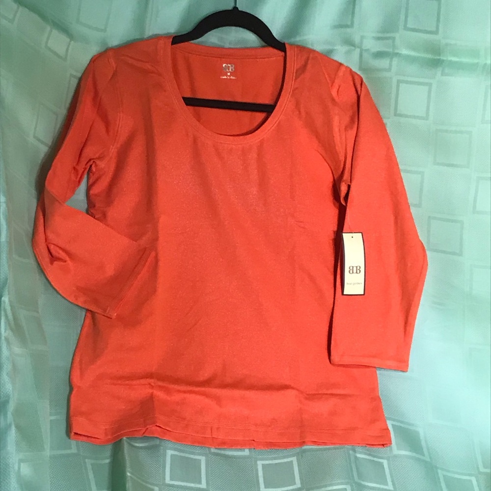 Long sleeved tangerine/silver top